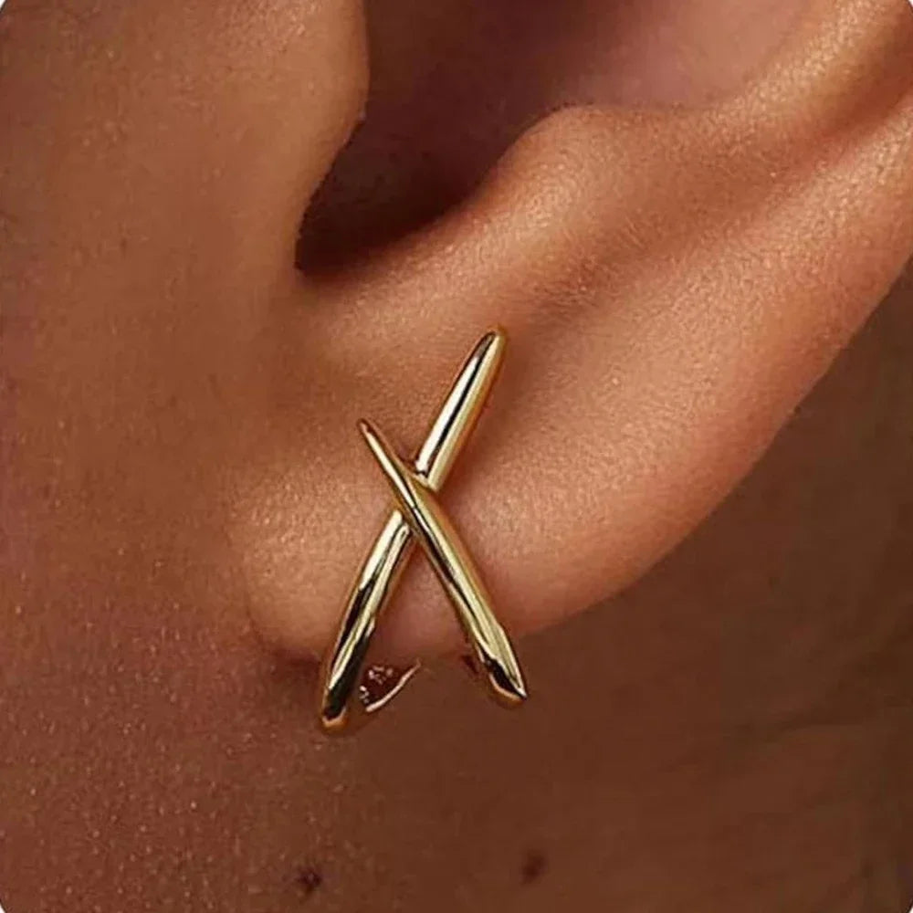 Trendy X's Apps Earrings, Gold Silver Cross Stud Earrings, Remembrance Earrings, Geometric Vintage Cross Earrings