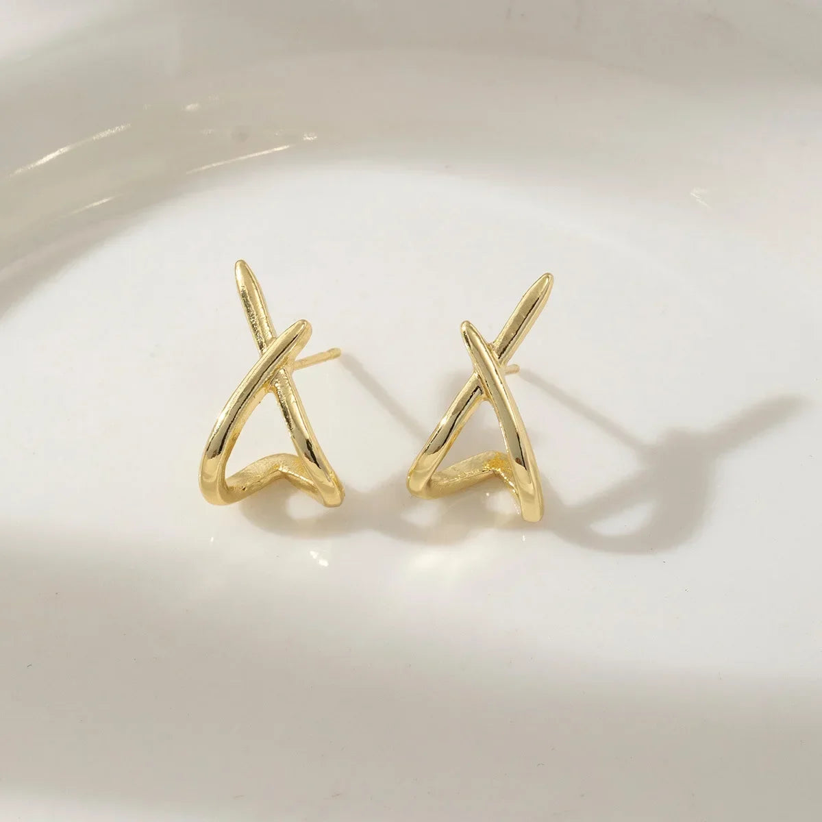 Trendy X's Apps Earrings, Gold Silver Cross Stud Earrings, Remembrance Earrings, Geometric Vintage Cross Earrings
