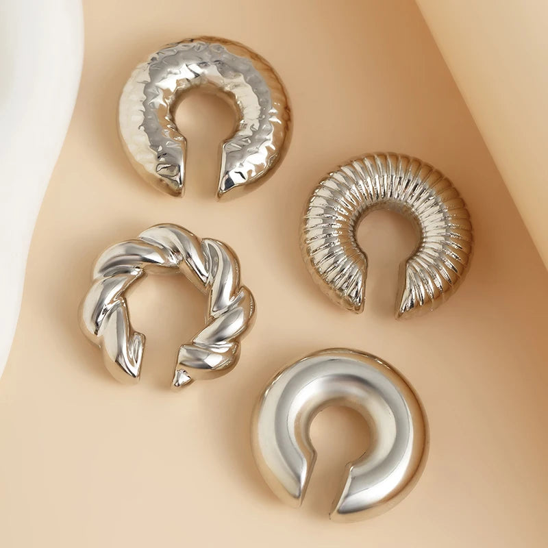 No Piercing Earrings, Acrylic Clip-On Earrings, Punk Style Ear Cuff, Clip on Hoop Earrings, Unpierced Earrings for Women