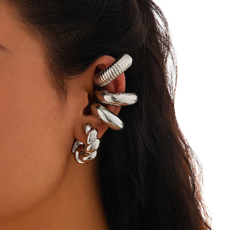 No Piercing Earrings, Acrylic Clip-On Earrings, Punk Style Ear Cuff, Clip on Hoop Earrings, Unpierced Earrings for Women