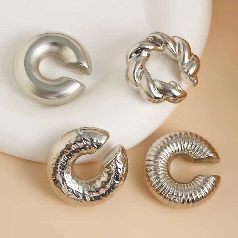 No Piercing Earrings, Acrylic Clip-On Earrings, Punk Style Ear Cuff, Clip on Hoop Earrings, Unpierced Earrings for Women