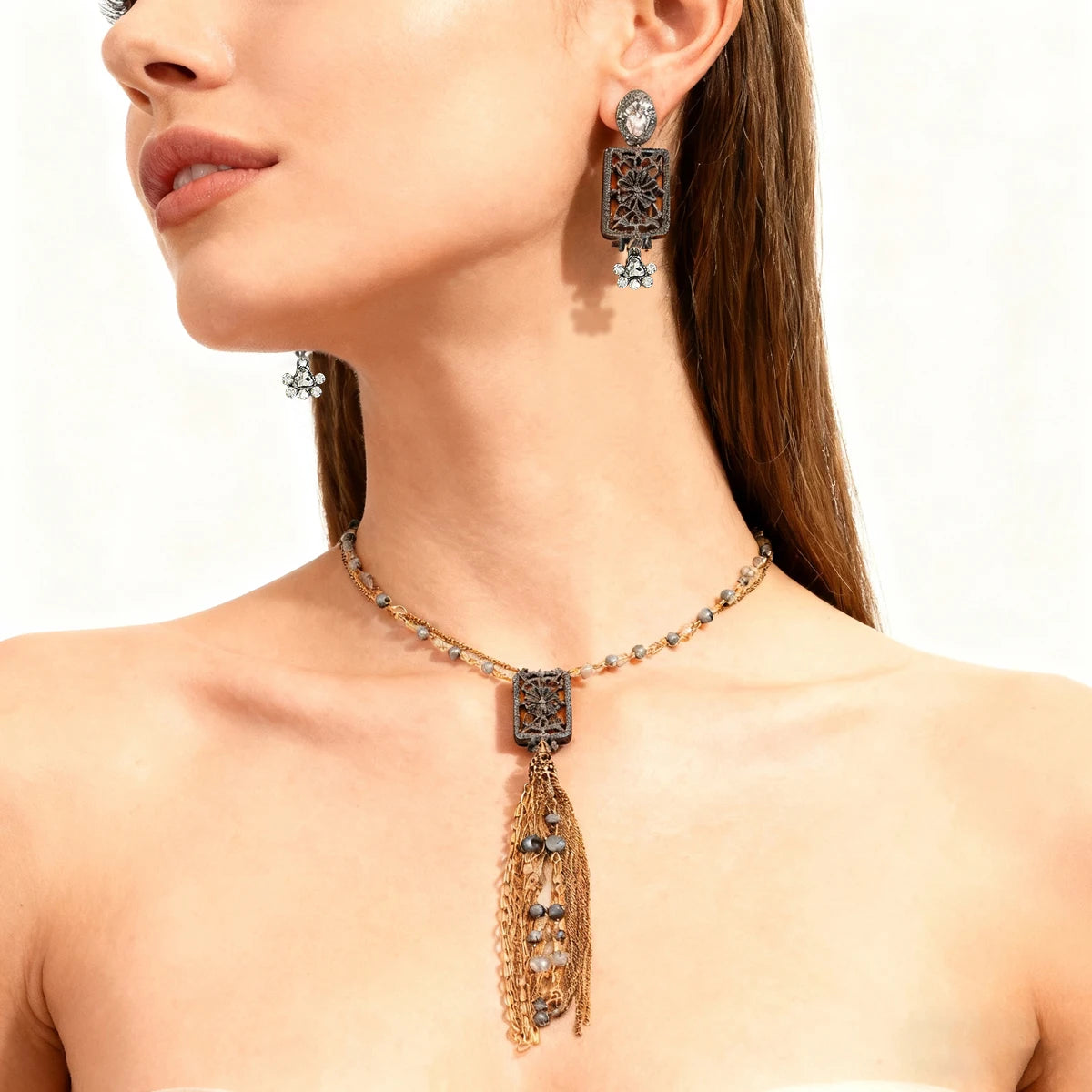 Retro Tassel Jewelry, Vintage Tassel Pendant, Vintage Tassel Earrings