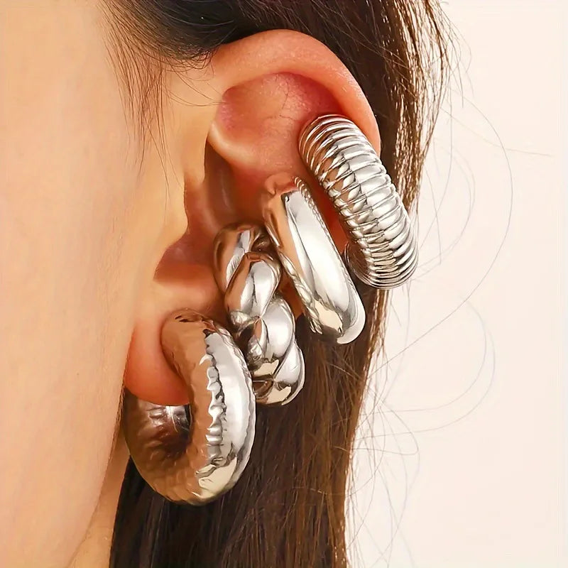 No Piercing Earrings, Acrylic Clip-On Earrings, Punk Style Ear Cuff, Clip on Hoop Earrings, Unpierced Earrings for Women