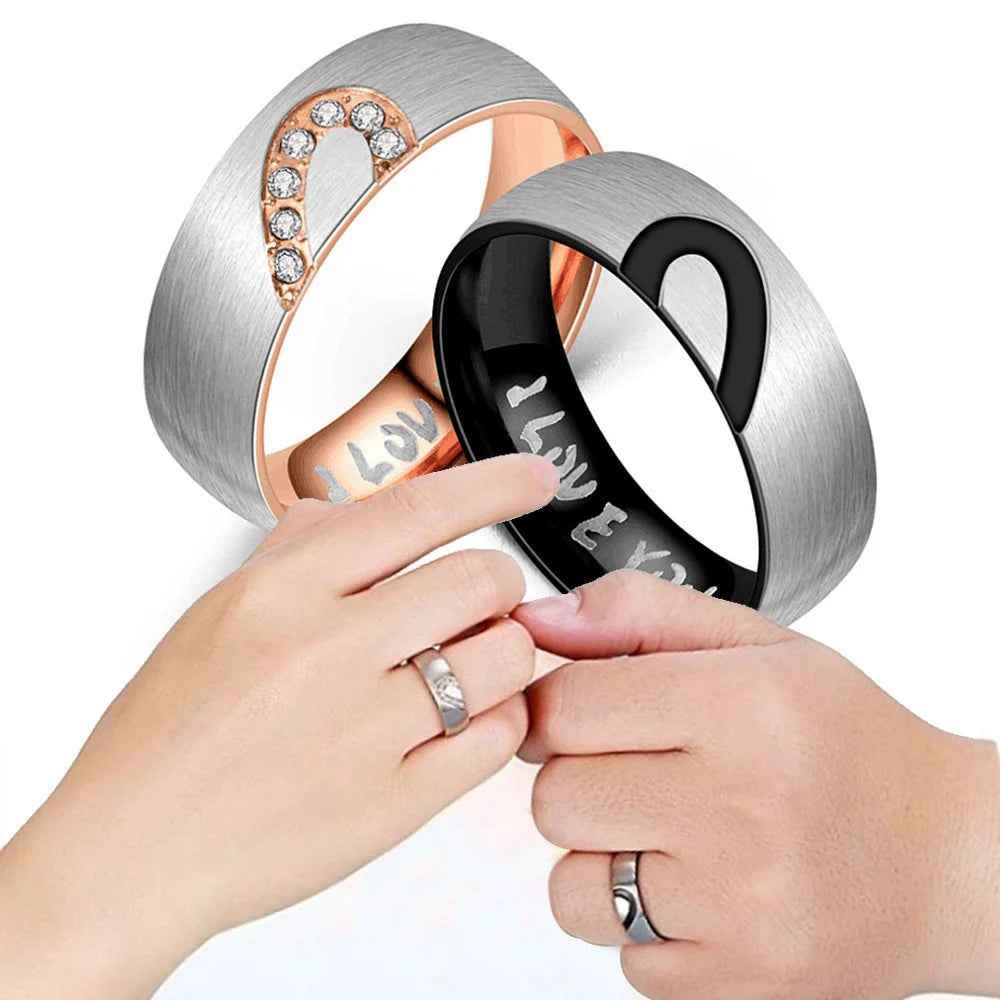 Eternity Couple Ring, Stainless Steel Rose Gold Black Color Ring, Forever Love Couple Ring, Love You Forever Couple Ring,