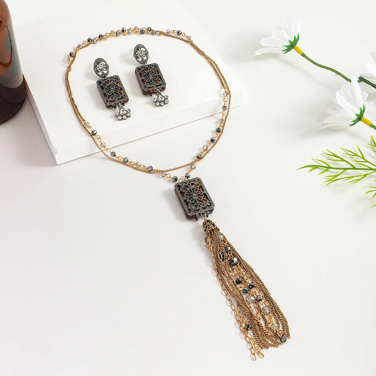 Retro Tassel Jewelry, Vintage Tassel Pendant, Vintage Tassel Earrings