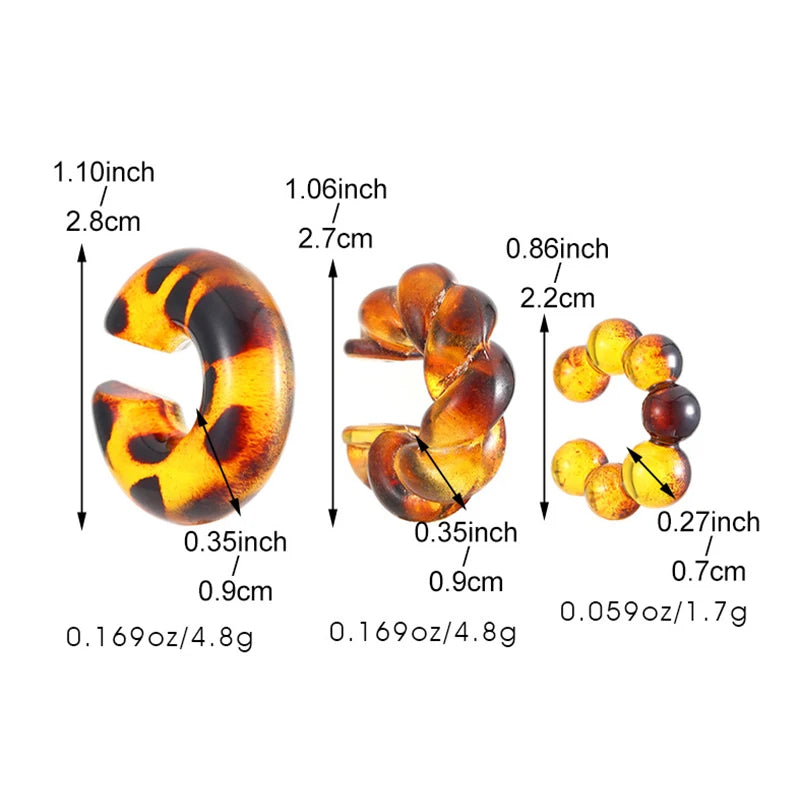 No Piercing Earrings, Acrylic Clip-On Earrings, Punk Style Ear Cuff, Clip on Hoop Earrings, Unpierced Earrings for Women