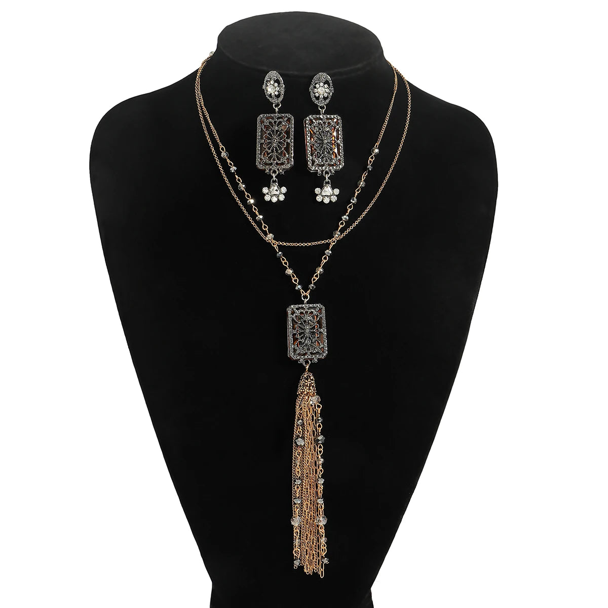 Retro Tassel Jewelry, Vintage Tassel Pendant, Vintage Tassel Earrings