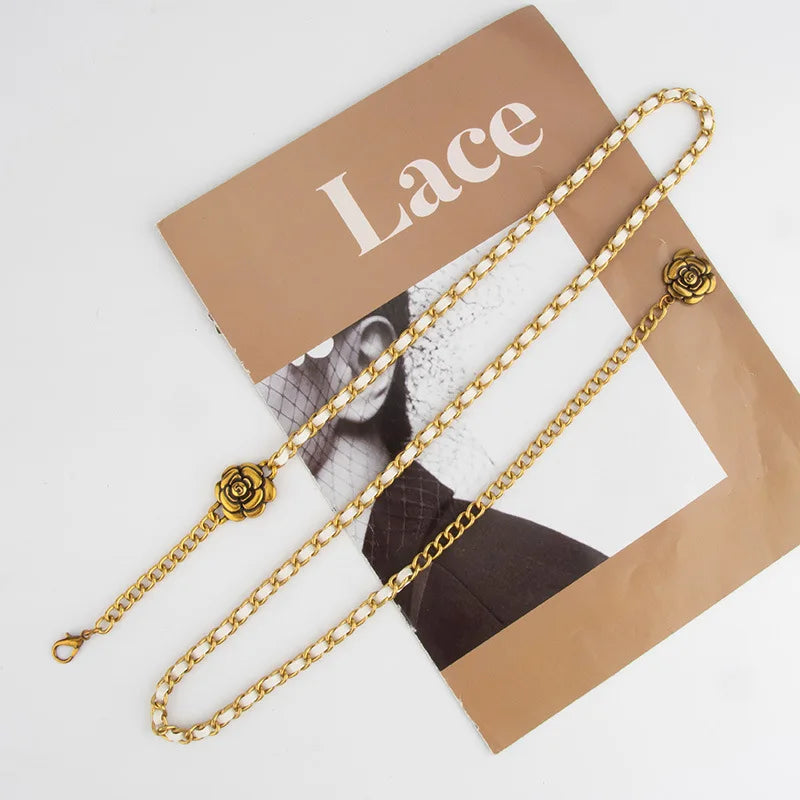 Waist Jewelry for Women, Flower Metal Belt, Elegant Waist Belt, Rose Gold Body Chain, Romantic Body Jewelry, Floral Waist Chain
