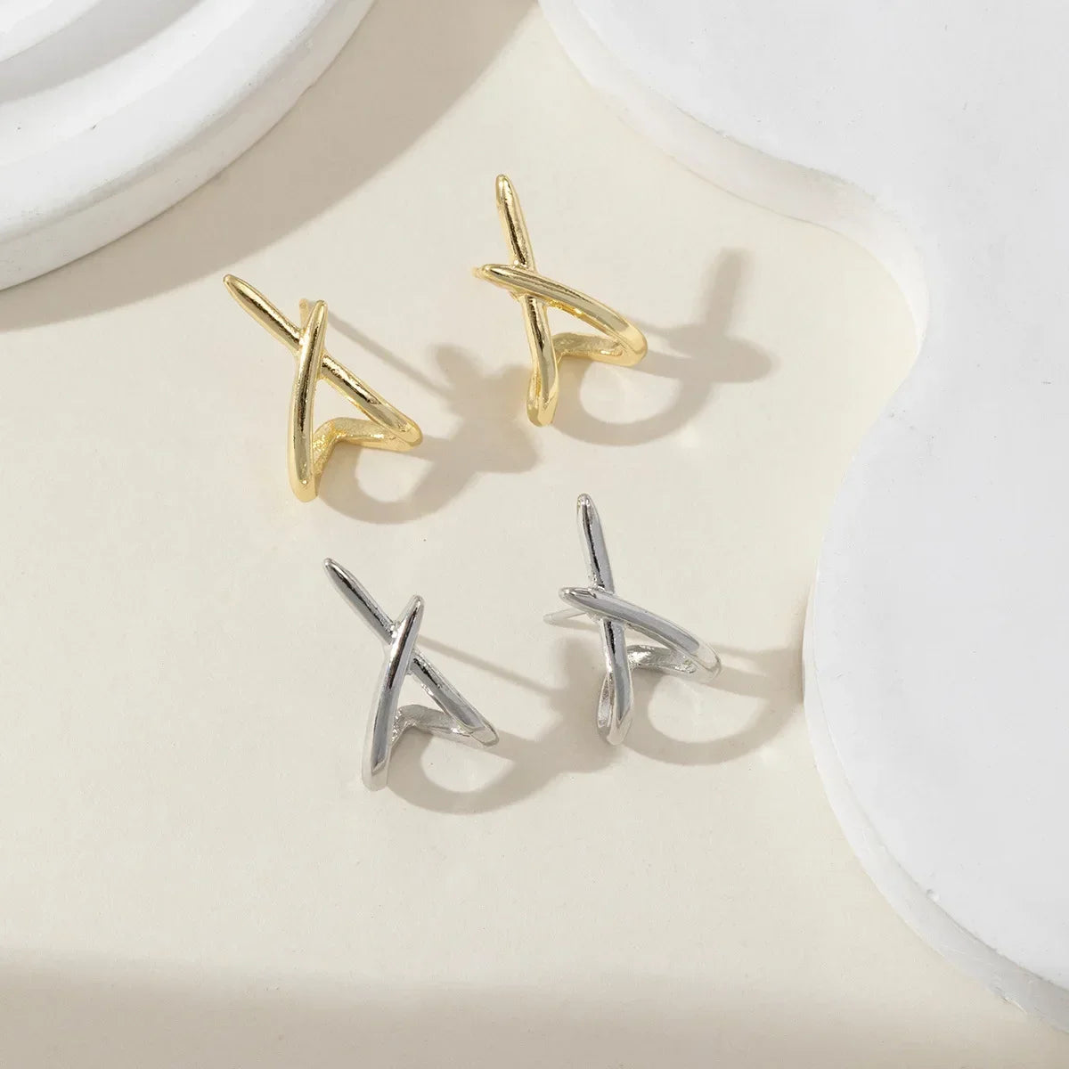 Trendy X's Apps Earrings, Gold Silver Cross Stud Earrings, Remembrance Earrings, Geometric Vintage Cross Earrings