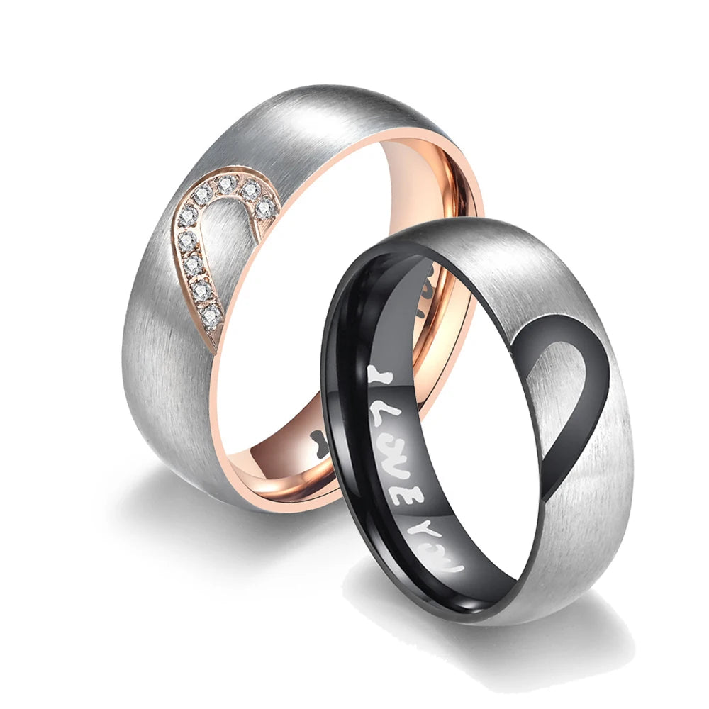 Eternity Couple Ring, Stainless Steel Rose Gold Black Color Ring, Forever Love Couple Ring, Love You Forever Couple Ring,