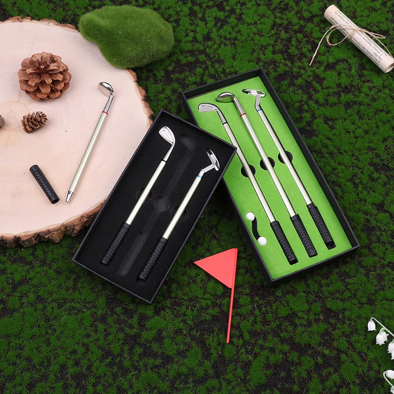 Golf Pen Set: putting green, 3 club pens, balls, and flag included - A Fun Desk Game & Desktop Gift