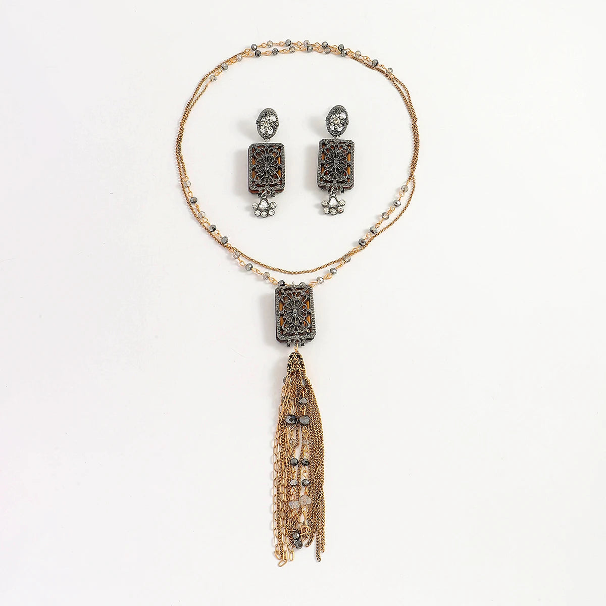 Retro Tassel Jewelry, Vintage Tassel Pendant, Vintage Tassel Earrings