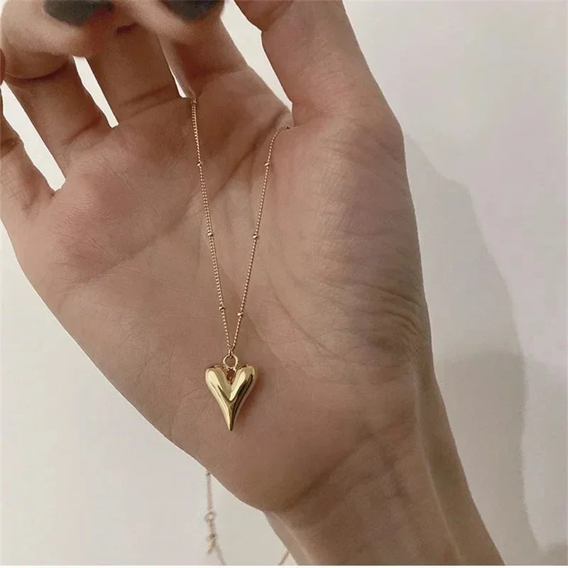 Gold Silver Heart Necklace, Vintage Heart Pendant Necklace, The Jewelry of the Heart