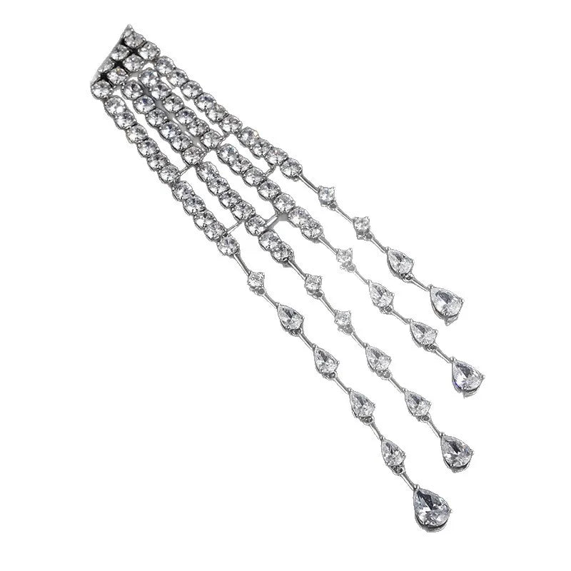 Crystal Tassel Brooch, Luxury Women’s Brooch, Long Tassel Geometry Pin, Meteor Star Brooch, Light Luxury Jewelry Accessories, Sparkling Rhinestone Brooch Pin