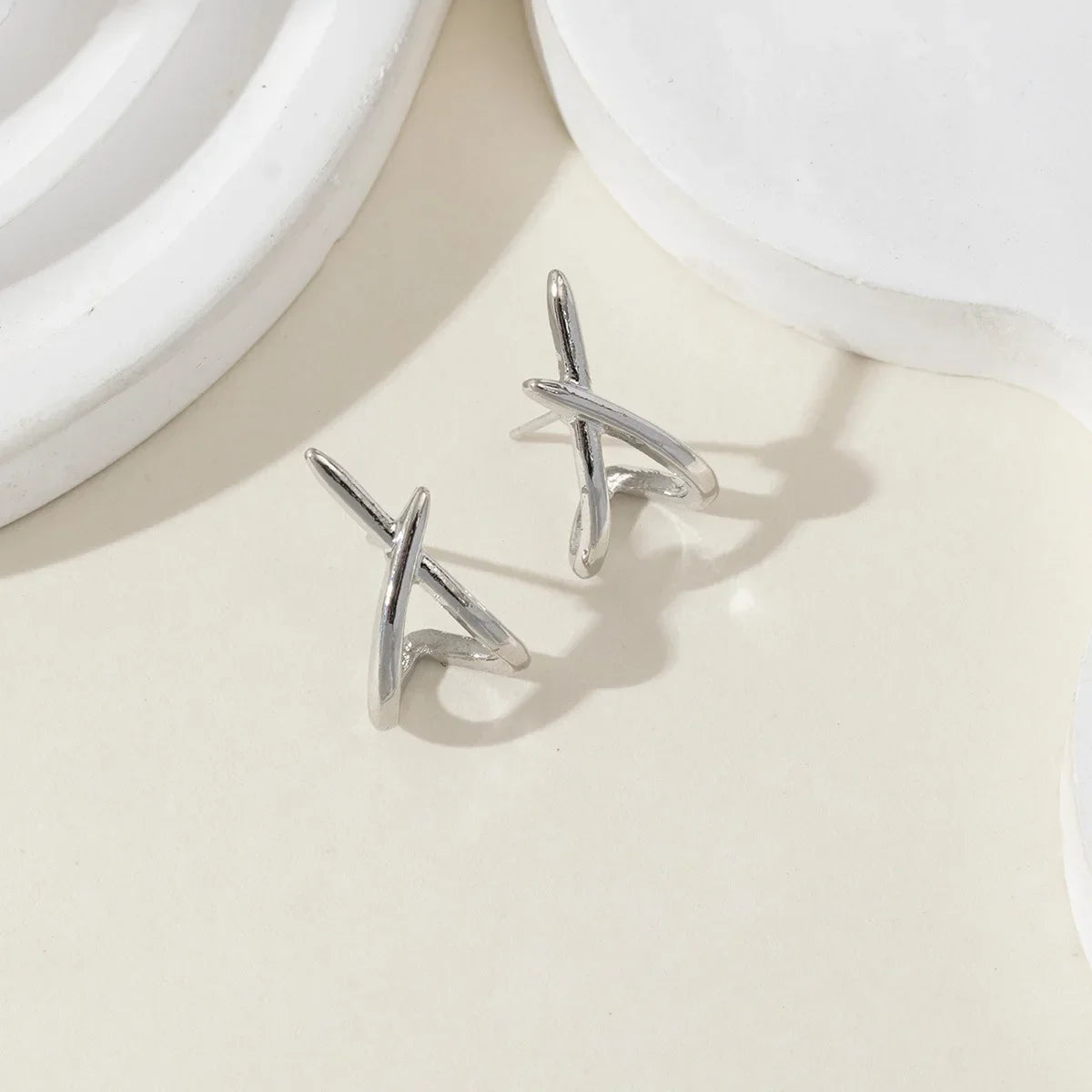 Trendy X's Apps Earrings, Gold Silver Cross Stud Earrings, Remembrance Earrings, Geometric Vintage Cross Earrings