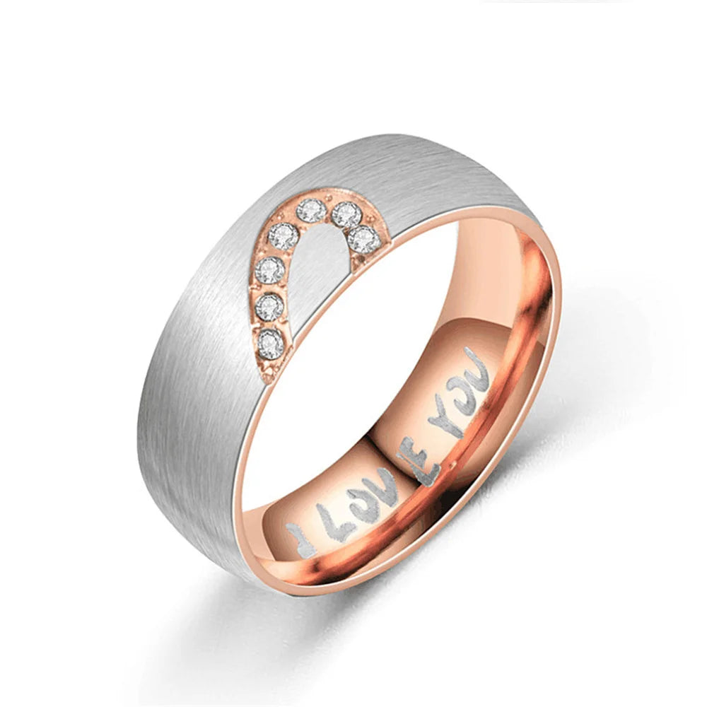 Eternity Couple Ring, Stainless Steel Rose Gold Black Color Ring, Forever Love Couple Ring, Love You Forever Couple Ring,