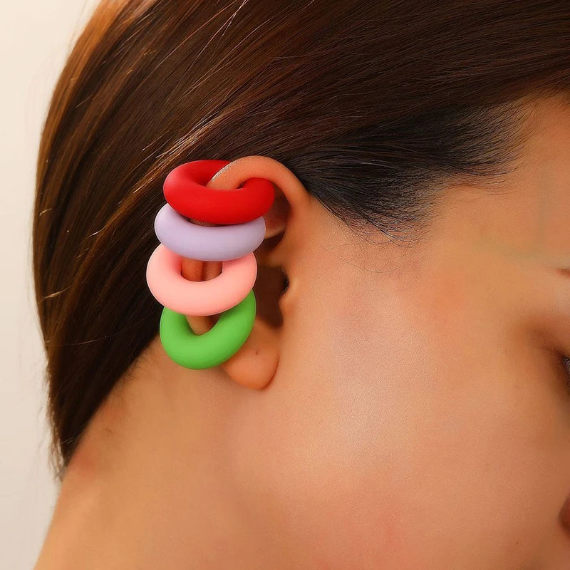 No Piercing Earrings, Acrylic Clip-On Earrings, Punk Style Ear Cuff, Clip on Hoop Earrings, Unpierced Earrings for Women