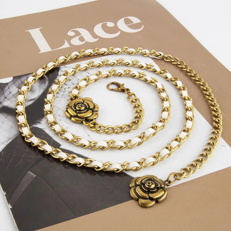 Waist Jewelry for Women, Flower Metal Belt, Elegant Waist Belt, Rose Gold Body Chain, Romantic Body Jewelry, Floral Waist Chain