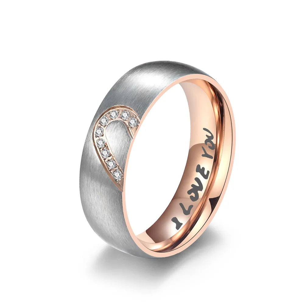 Eternity Couple Ring, Stainless Steel Rose Gold Black Color Ring, Forever Love Couple Ring, Love You Forever Couple Ring,