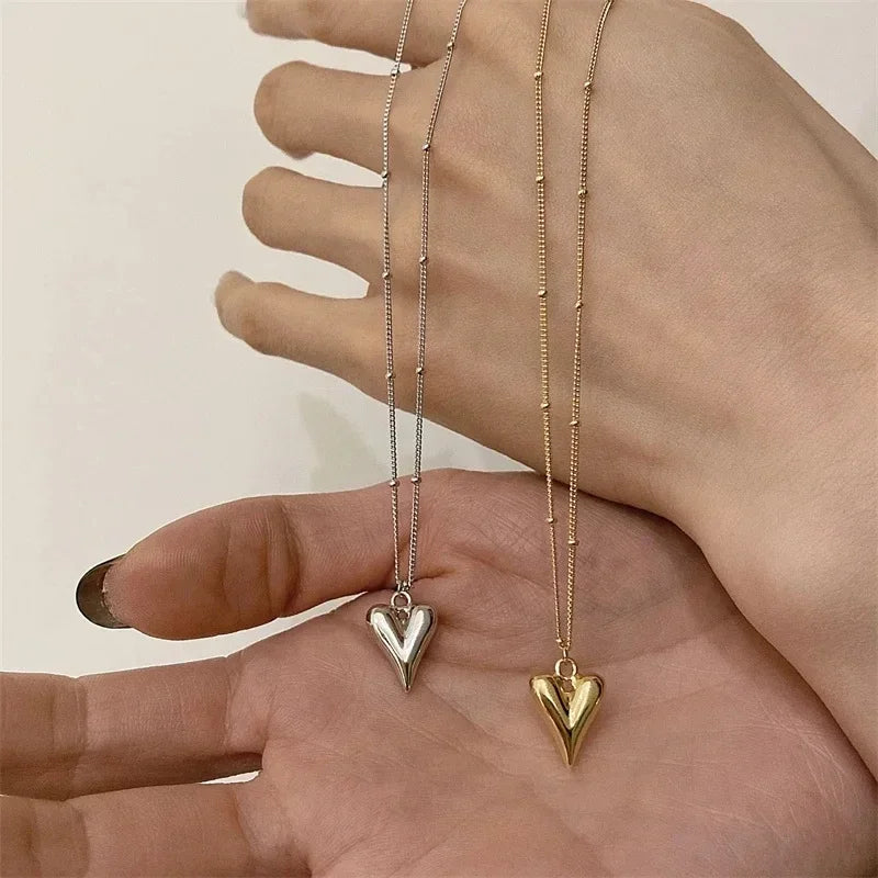 Gold Silver Heart Necklace, Vintage Heart Pendant Necklace, The Jewelry of the Heart