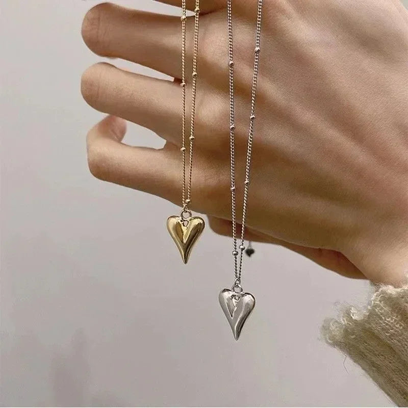 Gold Silver Heart Necklace, Vintage Heart Pendant Necklace, The Jewelry of the Heart