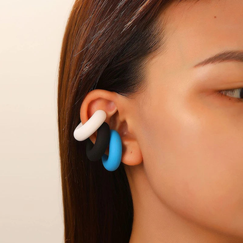 No Piercing Earrings, Acrylic Clip-On Earrings, Punk Style Ear Cuff, Clip on Hoop Earrings, Unpierced Earrings for Women