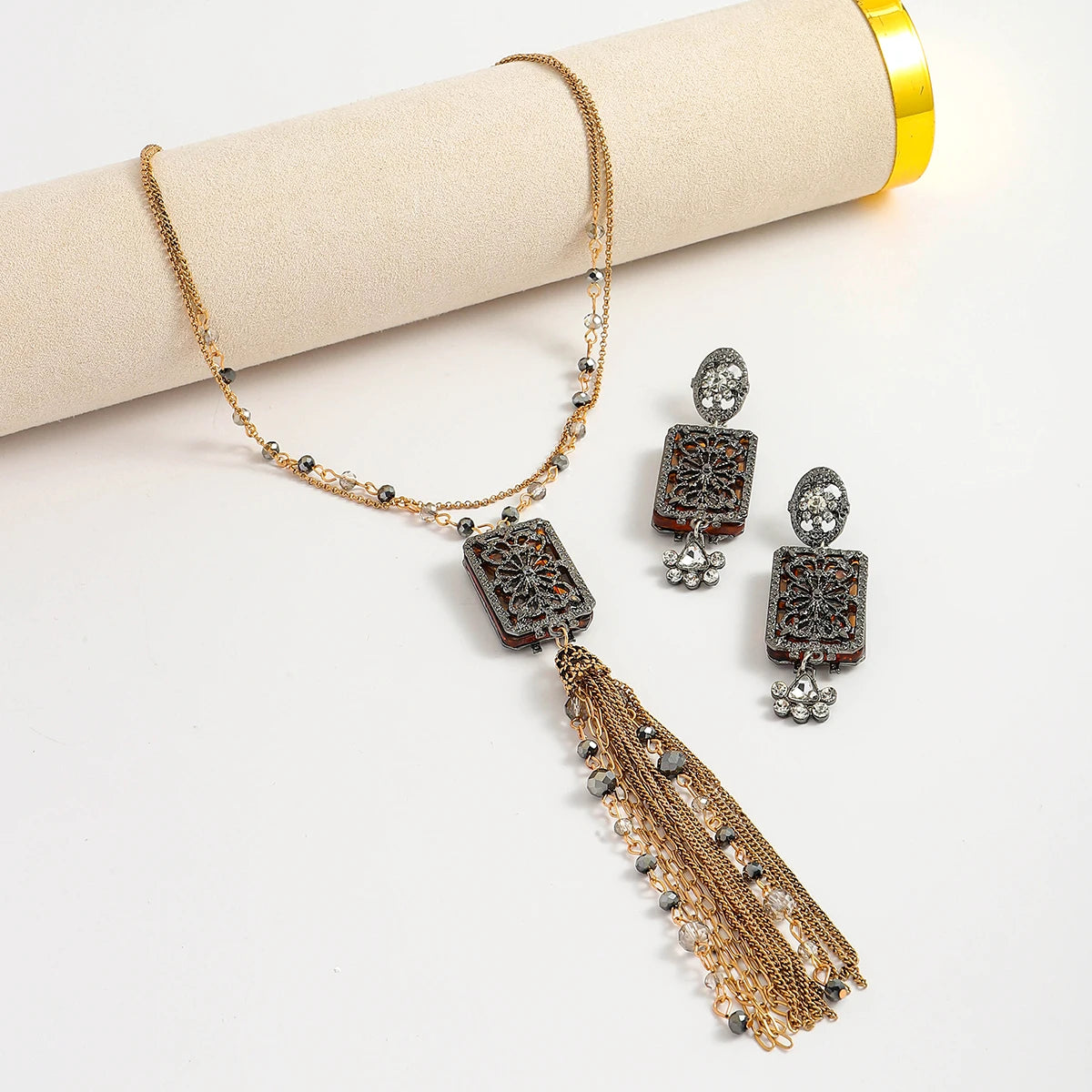 Retro Tassel Jewelry, Vintage Tassel Pendant, Vintage Tassel Earrings