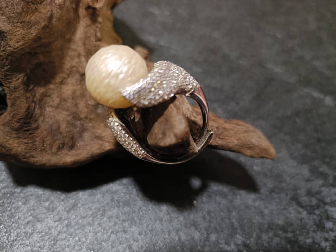 Luminous Grace Golden Pearl Ring