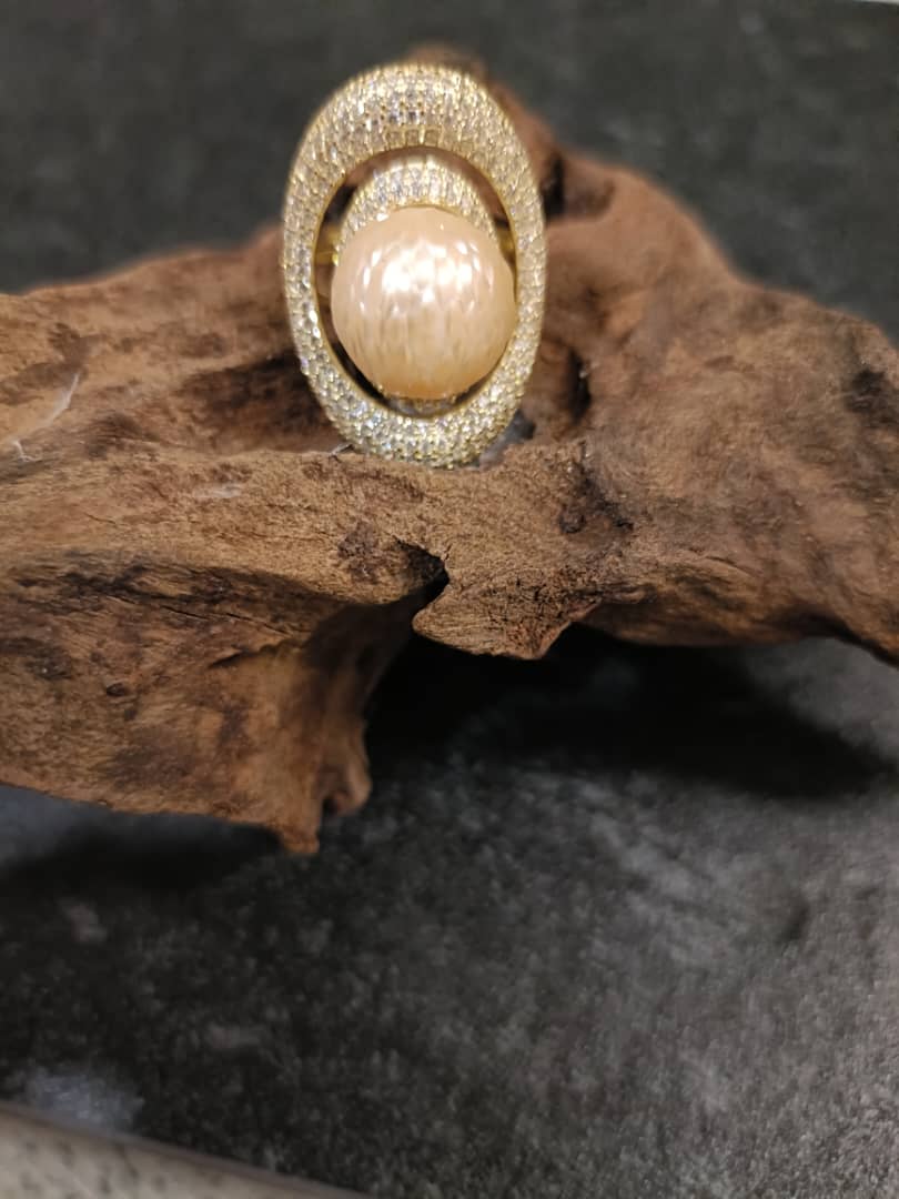 Eternal Bloom Golden Pearl Ring