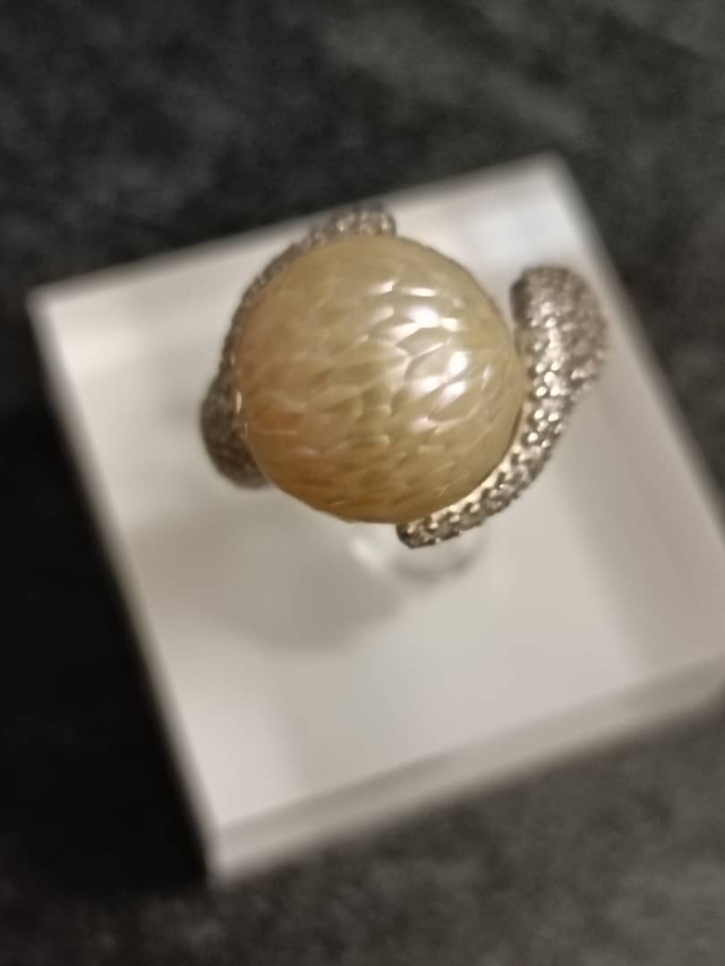 Luminous Grace Golden Pearl Ring