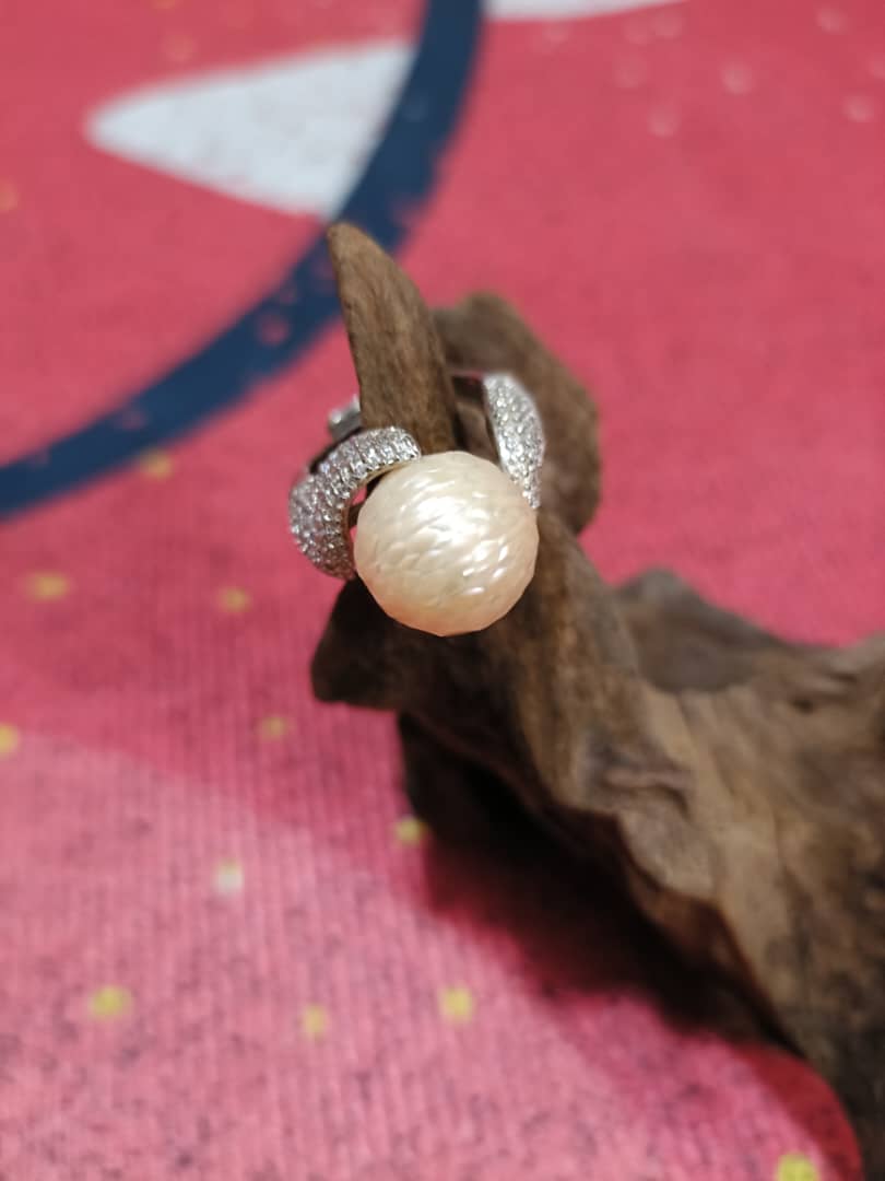 Luminous Grace Golden Pearl Ring