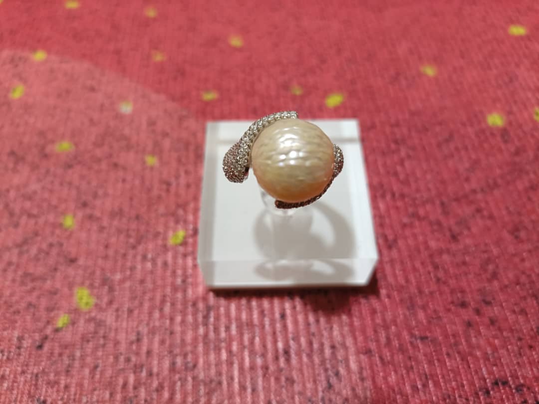 Luminous Grace Golden Pearl Ring