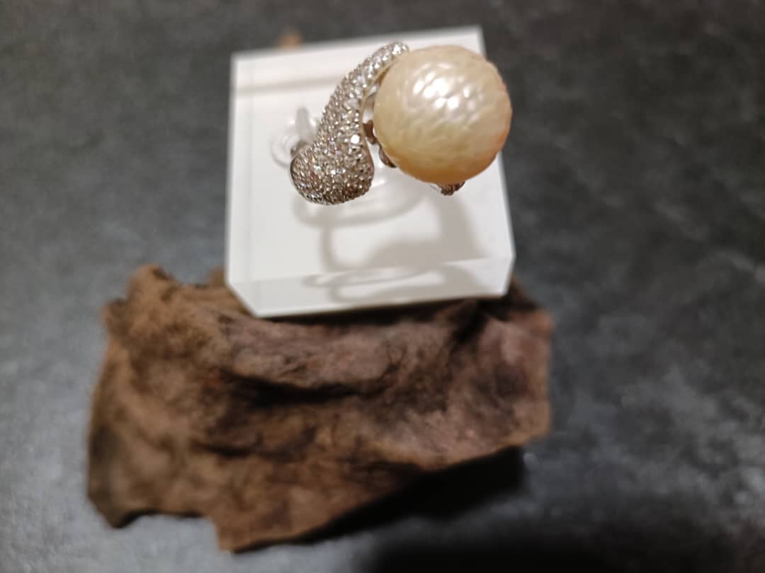 Luminous Grace Golden Pearl Ring