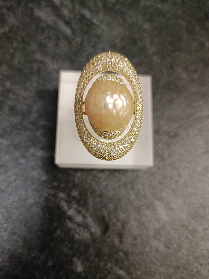 Eternal Bloom Golden Pearl Ring