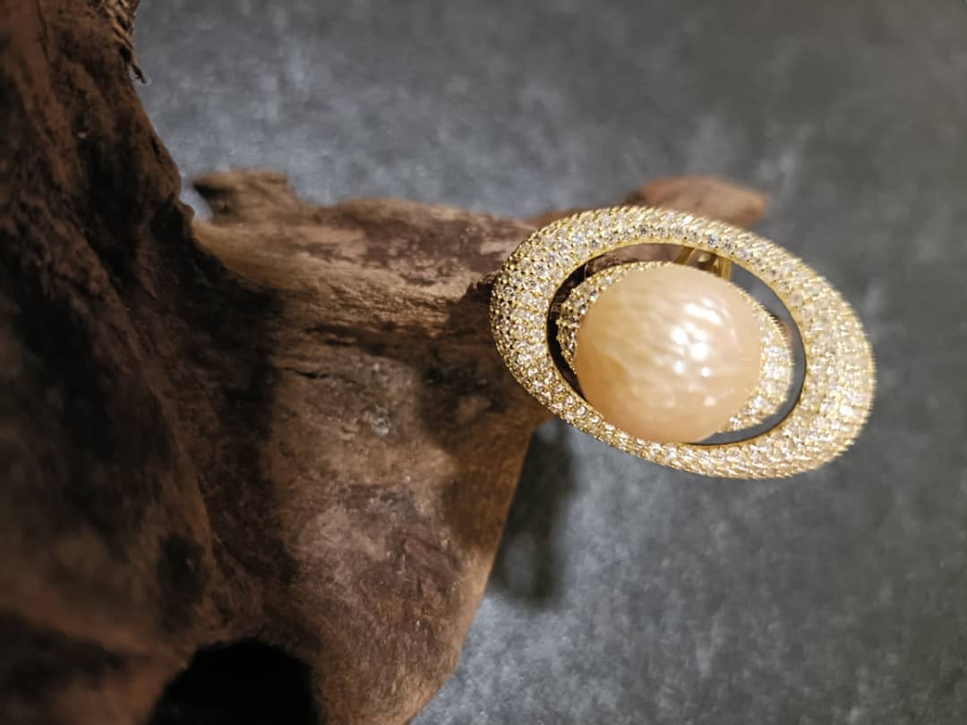 Eternal Bloom Golden Pearl Ring