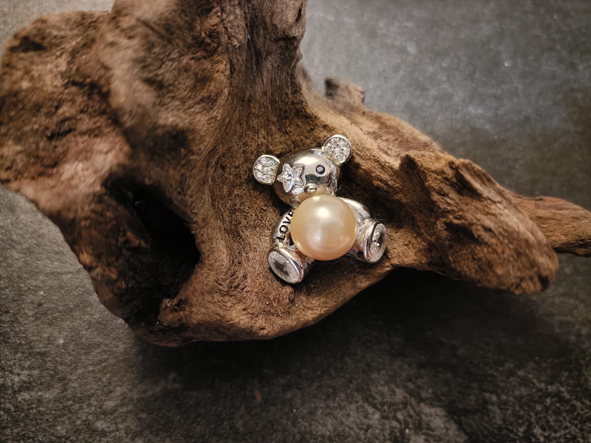 Bear Love Golden Pearl Pendant