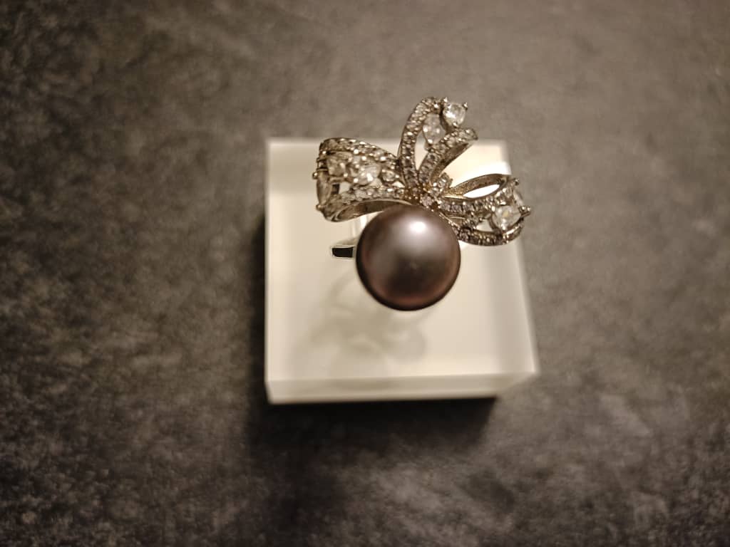 Vintage Grey Pearl Ring