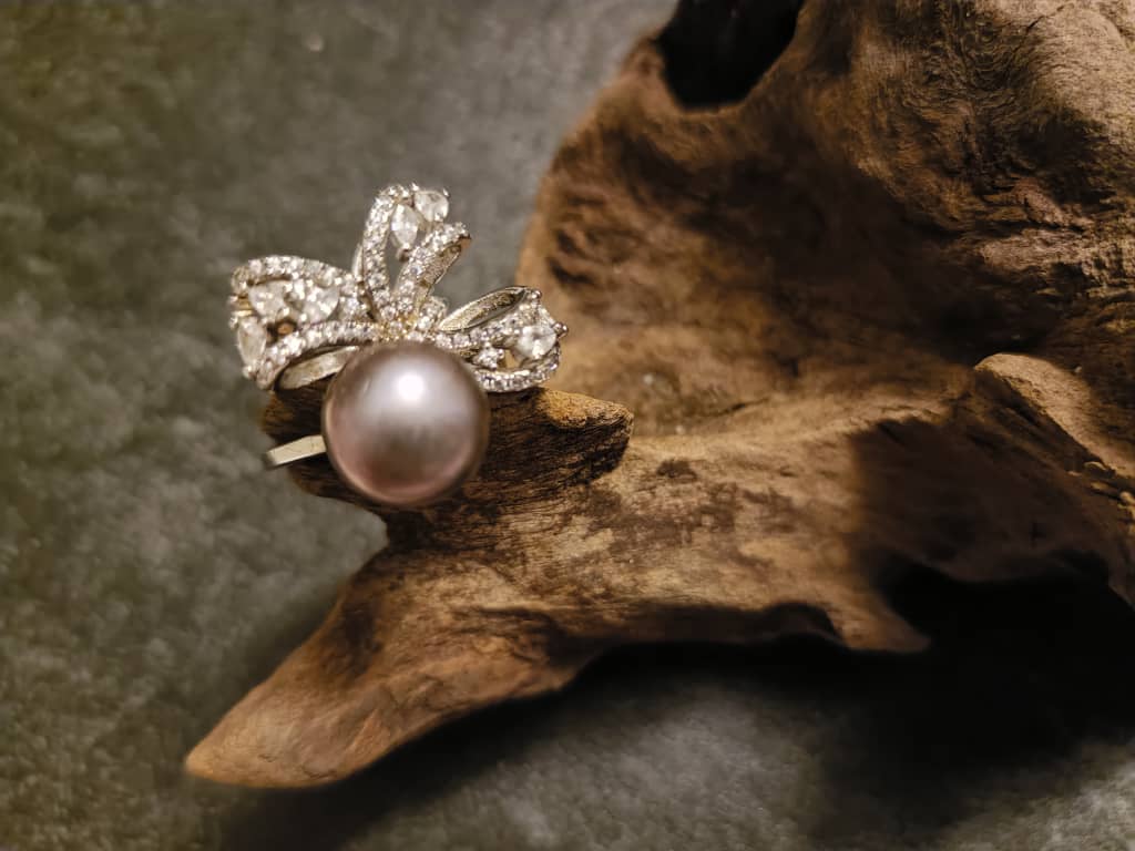 Vintage Grey Pearl Ring