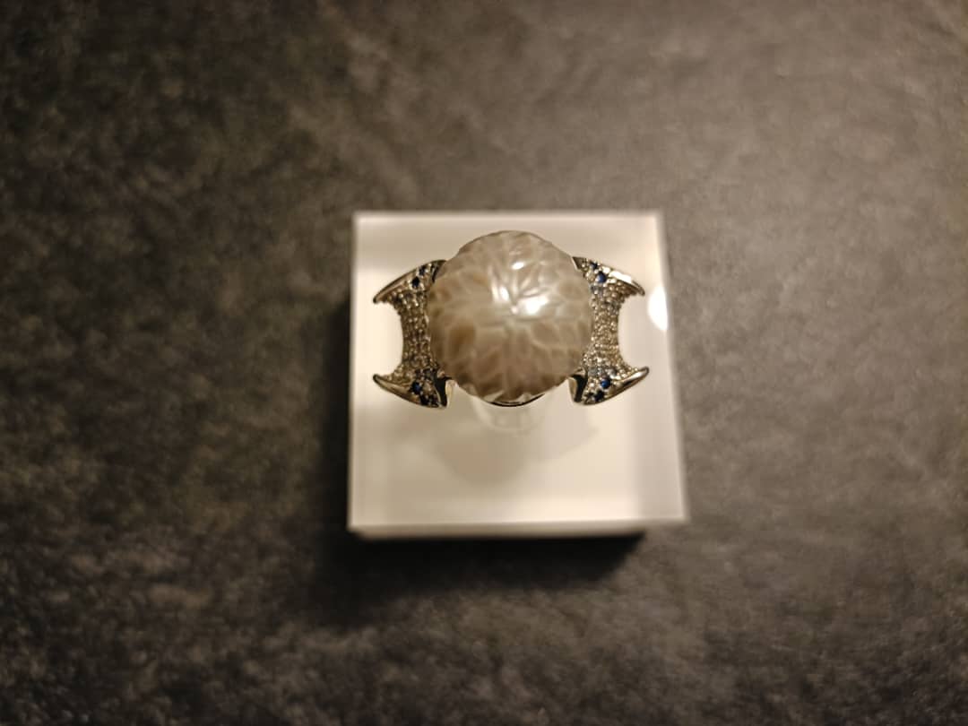 Blue Peaceful Ocean Grey Pearl Ring