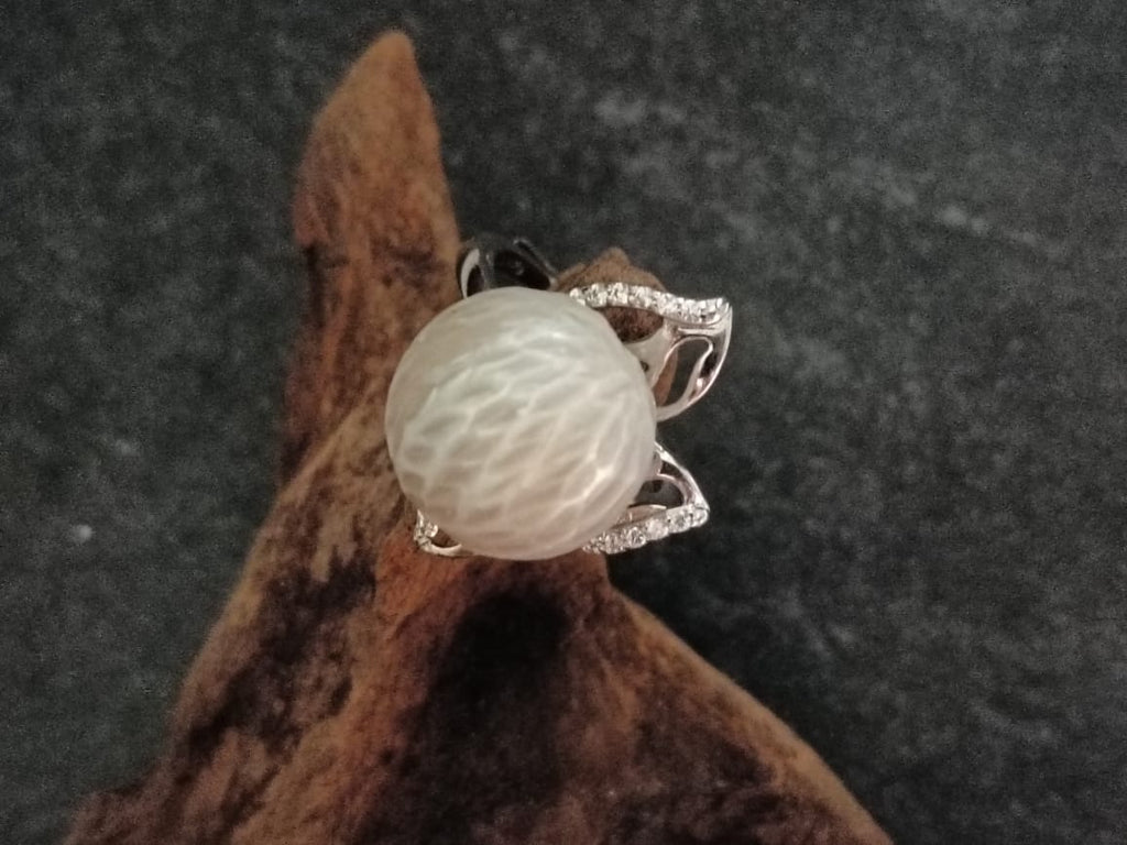 Victorian Whisper Grey Pearl Ring