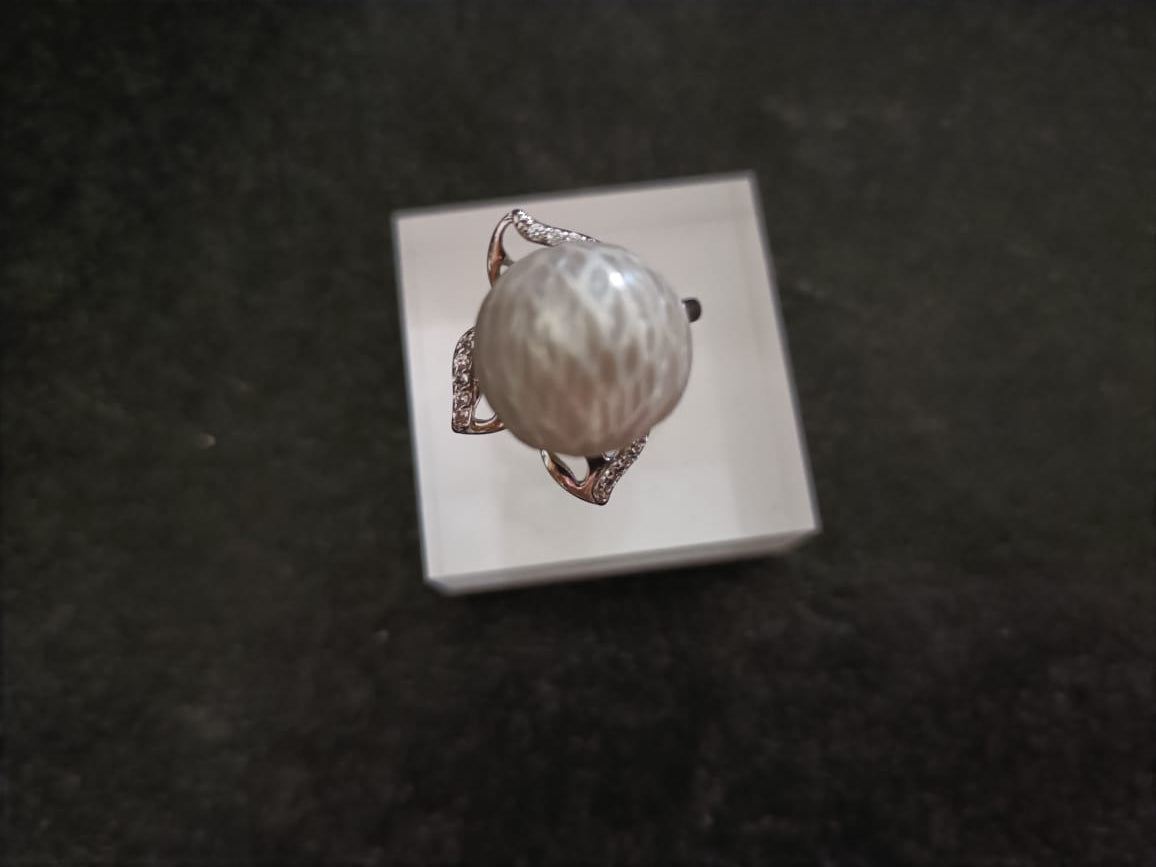 Victorian Whisper Grey Pearl Ring