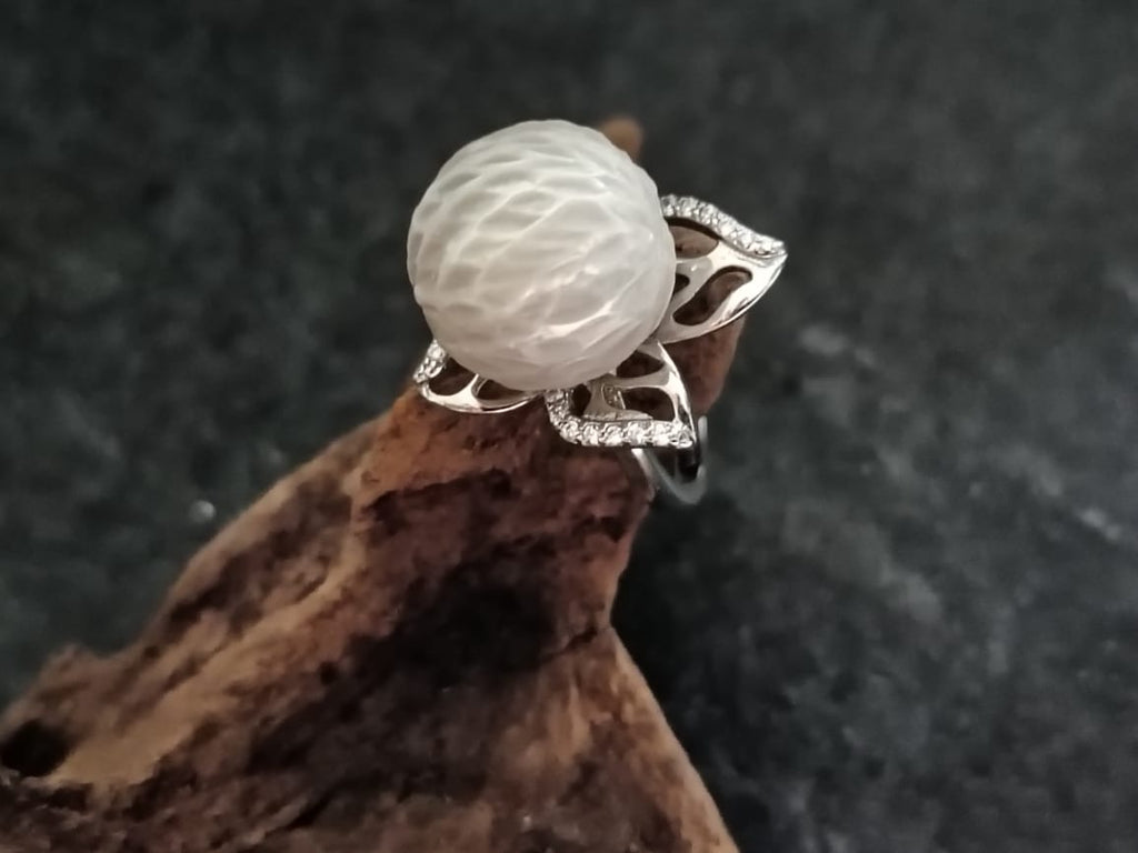 Victorian Whisper Grey Pearl Ring