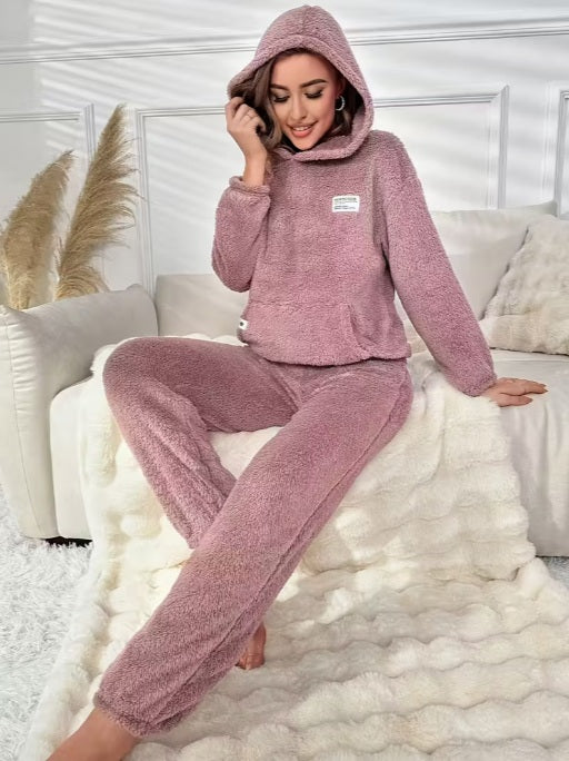Cozy All-Season Loungewear - Solid Color Hoodie & Pants for All-Season Comfort