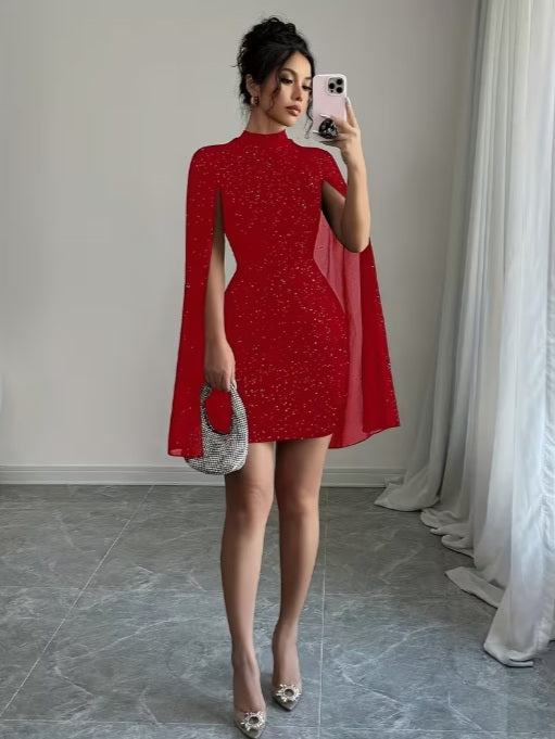 Women’s Semi-Sheer Black and Red Dress