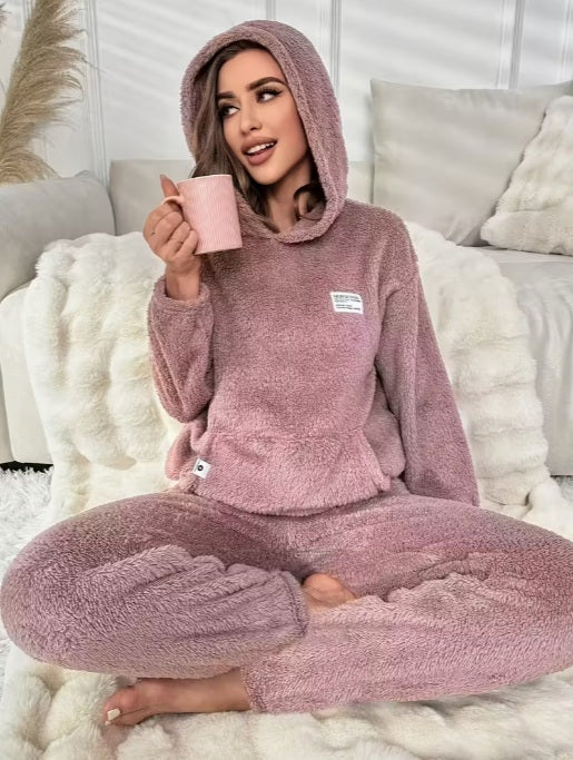 Cozy All-Season Loungewear - Solid Color Hoodie & Pants for All-Season Comfort