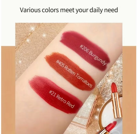 Silver Chain Bag with Velvet Matte Lipstick Set - Long-Lasting, Waterproof & Smudge-Proof Retractable Lipsticks