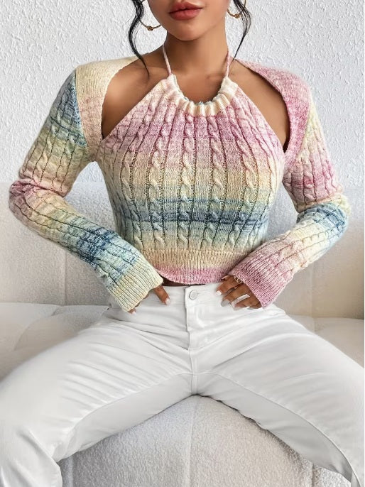 Rainbow Color Design Attire Sweater for Stylish Winter