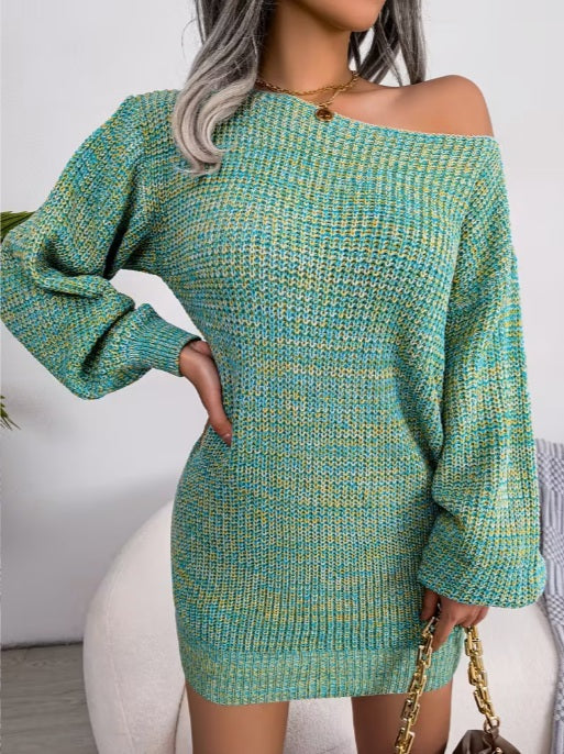 Women’s Off-Shoulder Sweater Dress – Solid Strapless Knit Dress