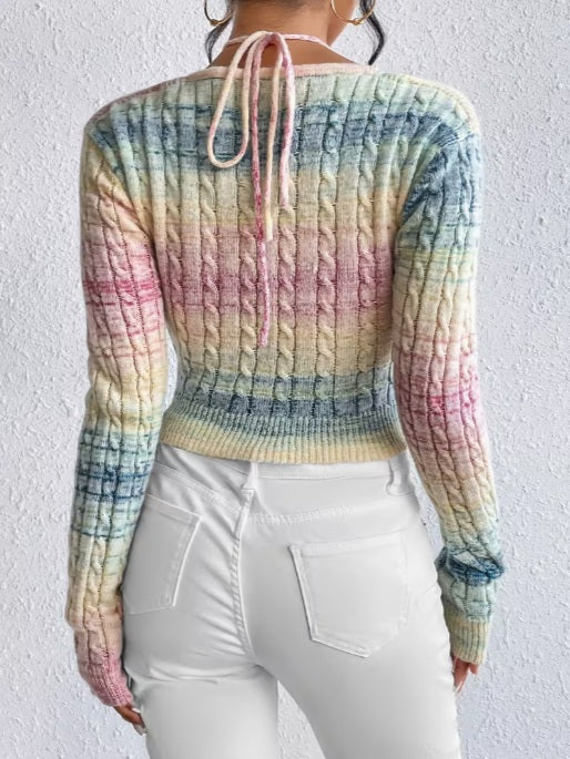 Rainbow Color Design Attire Sweater for Stylish Winter