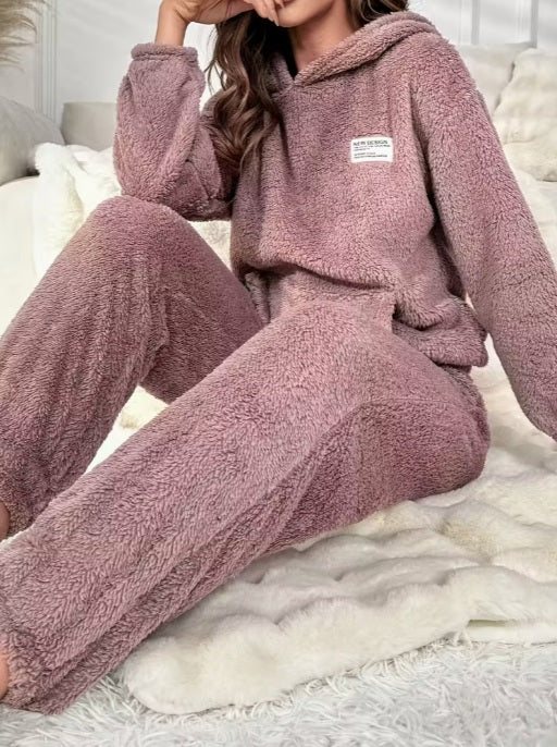 Cozy All-Season Loungewear - Solid Color Hoodie & Pants for All-Season Comfort
